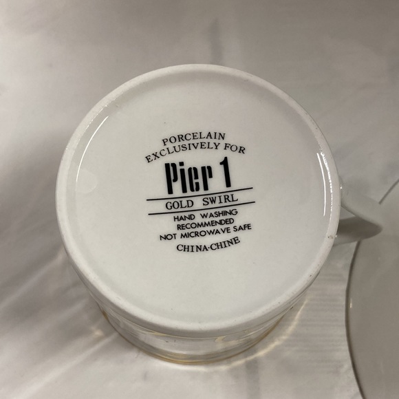 Pier 1 Gold Swirl Porcelain Cup and Saucer Set - Picture 7 of 10